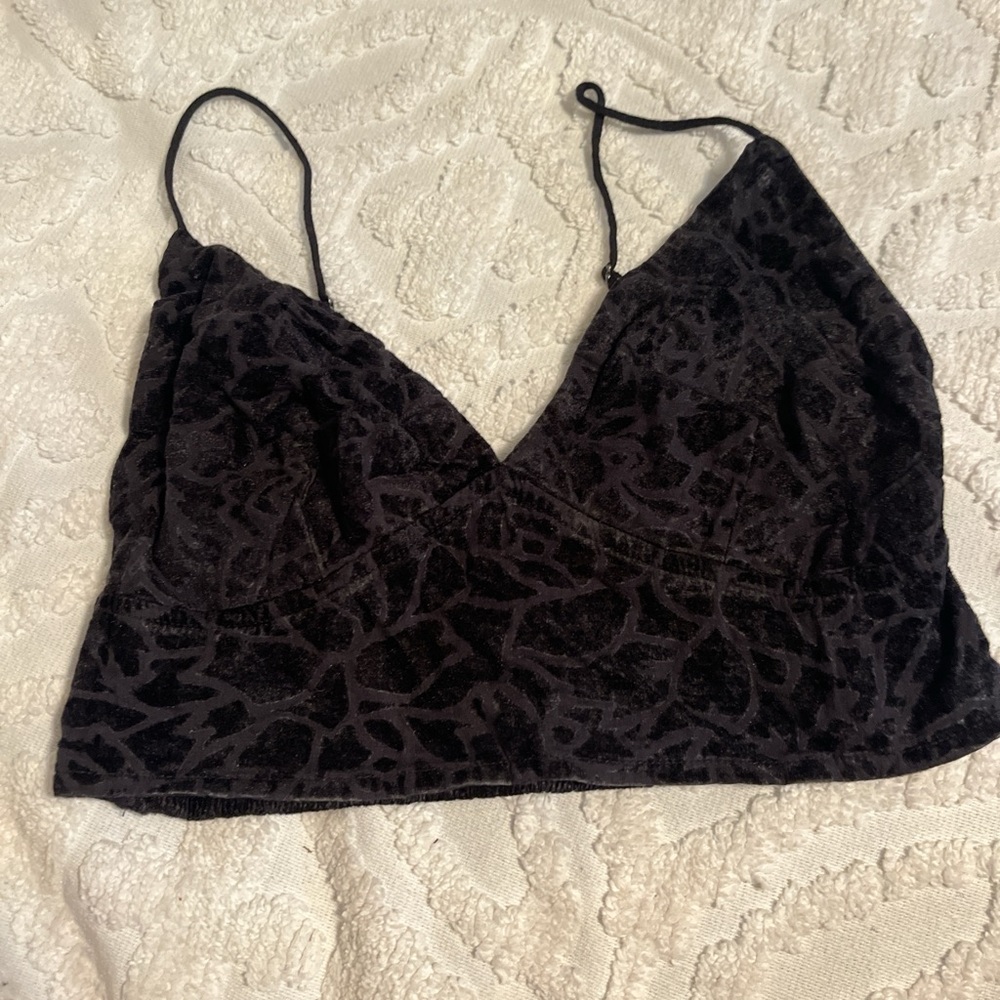 Free People Black Velvet Crop Top